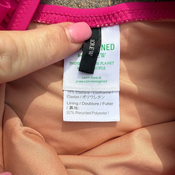 J.Crew Ruffle plunge one-piece Hot Pink Fuchsia Swim Suit Style BC107 Size 12 - Picture 3 of 8